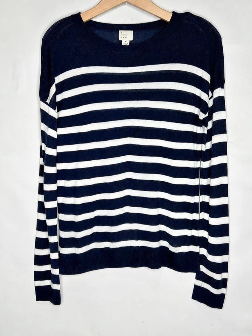 a new day Striped Thin Sweater in Blue & White Size Medium